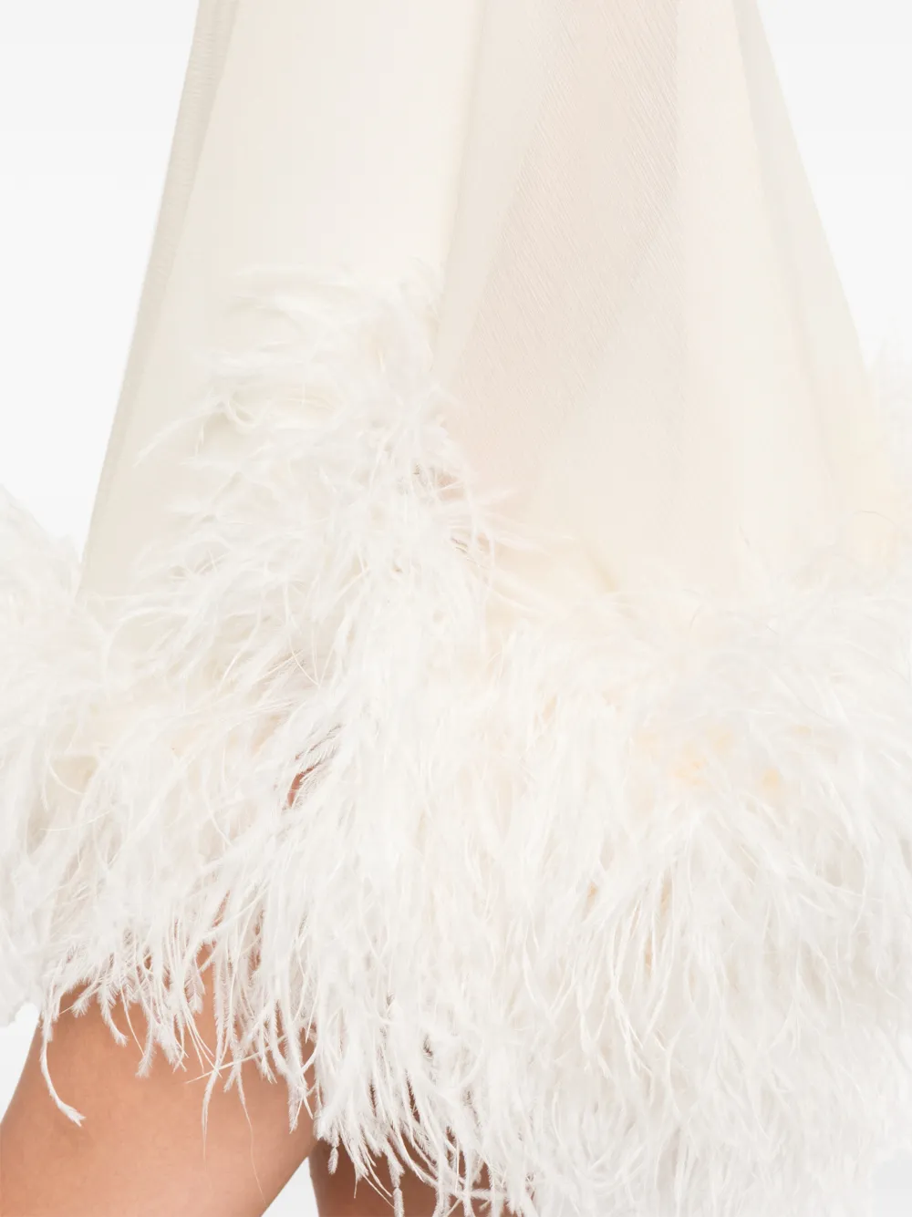Taller Marmo Feather-detail High-neck Mini Dress In Neutral