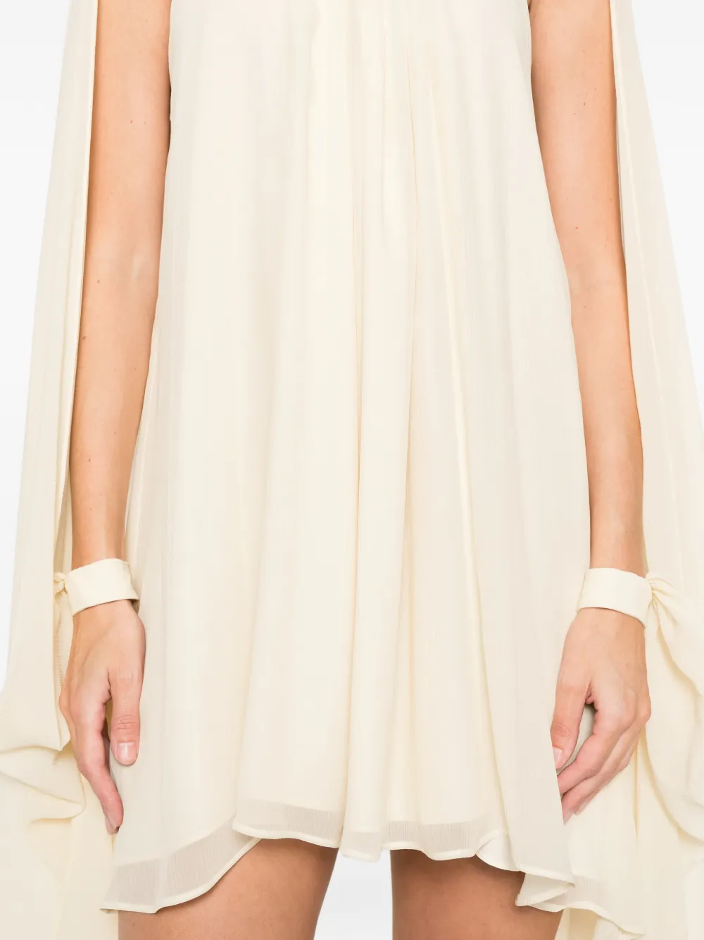 Taller Marmo Gathered Halterneck Mini Dress In Neutral
