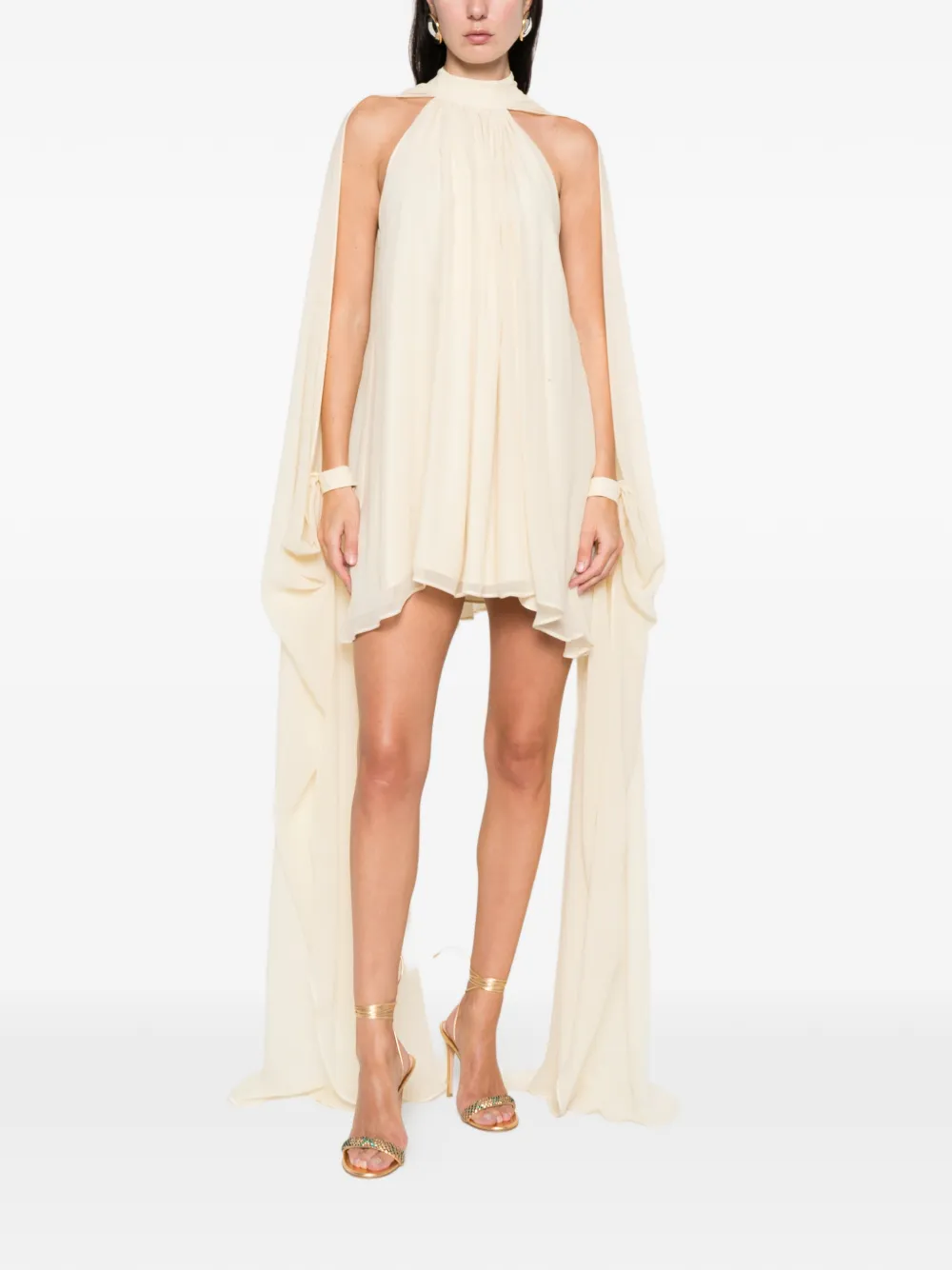 Taller Marmo gathered halterneck mini dress - Beige