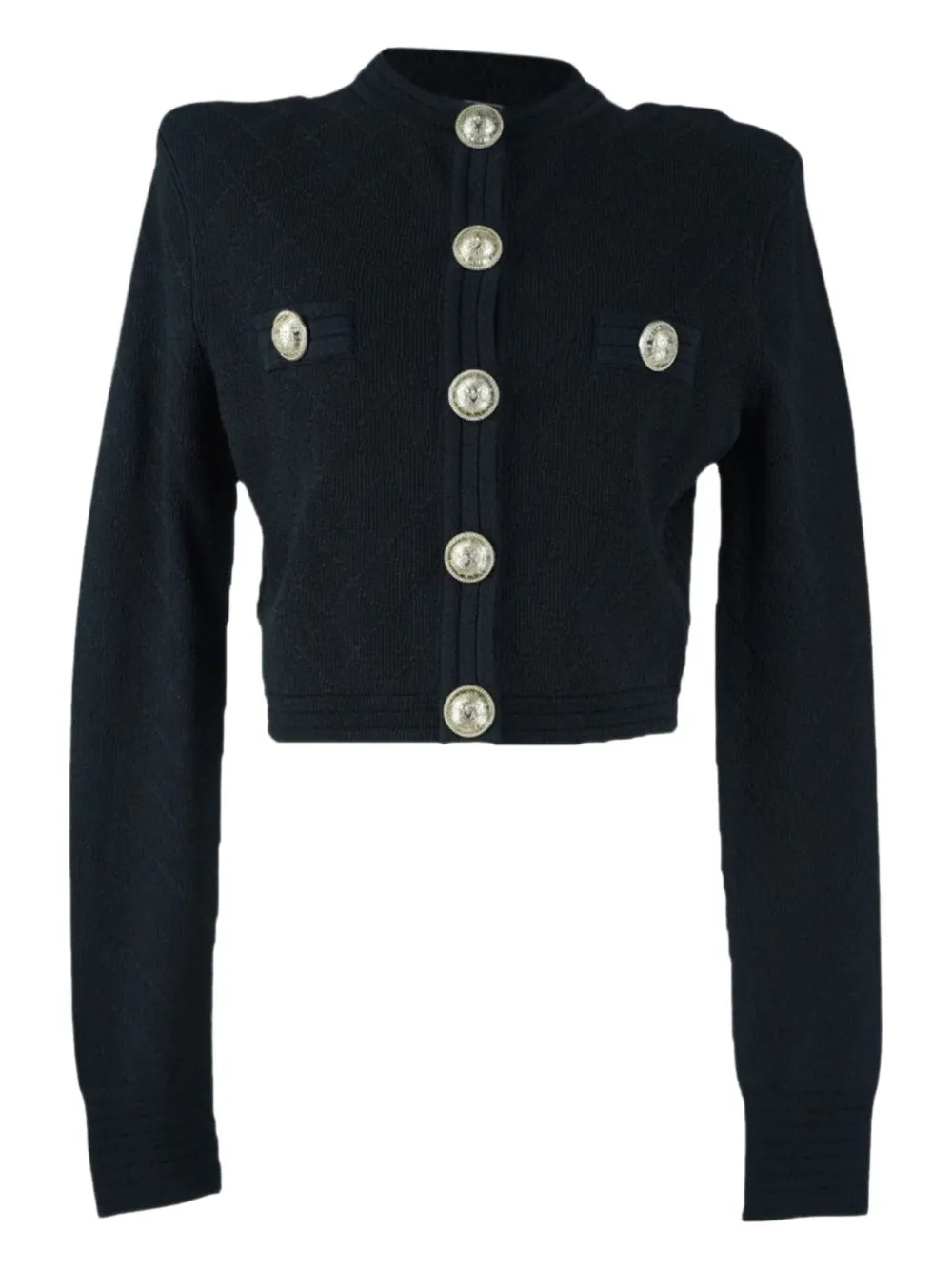 Pre-owned Balmain Diamond-quilting Cardigan In Black