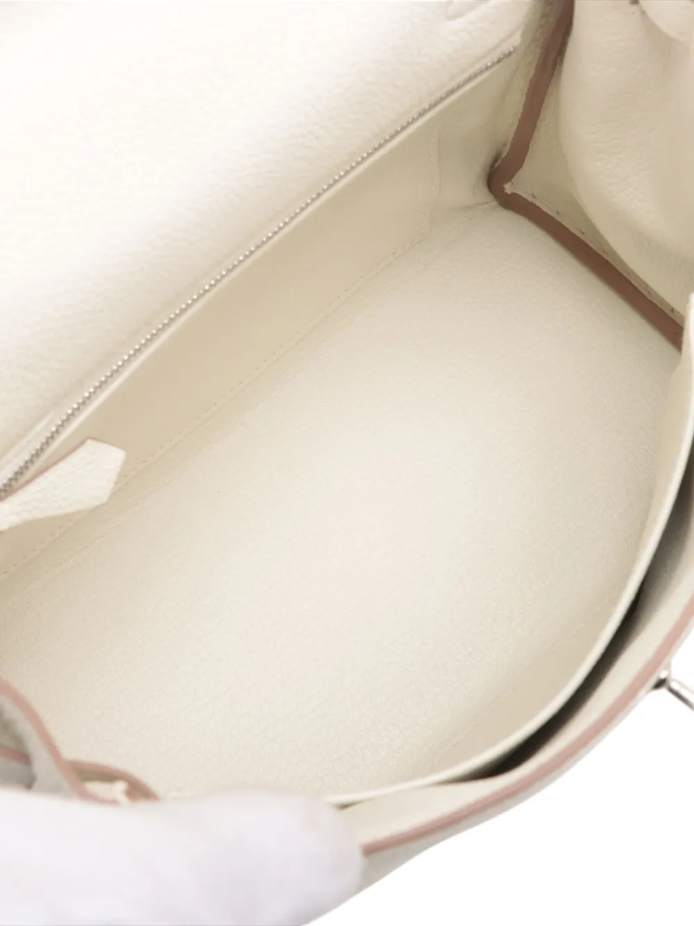 Pre-owned Hermes 2023 Togo Kelly Ii Retourne 25 Satchel In White