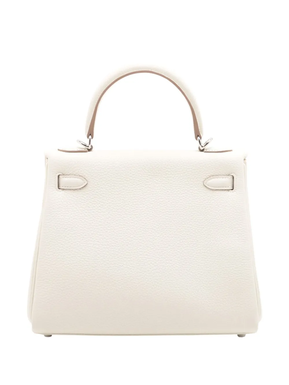 Pre-owned Hermes 2023 Togo Kelly Ii Retourne 25 Satchel In White