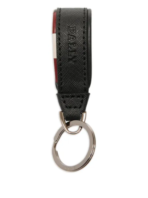 Bally nøglering i læder med præget logo
