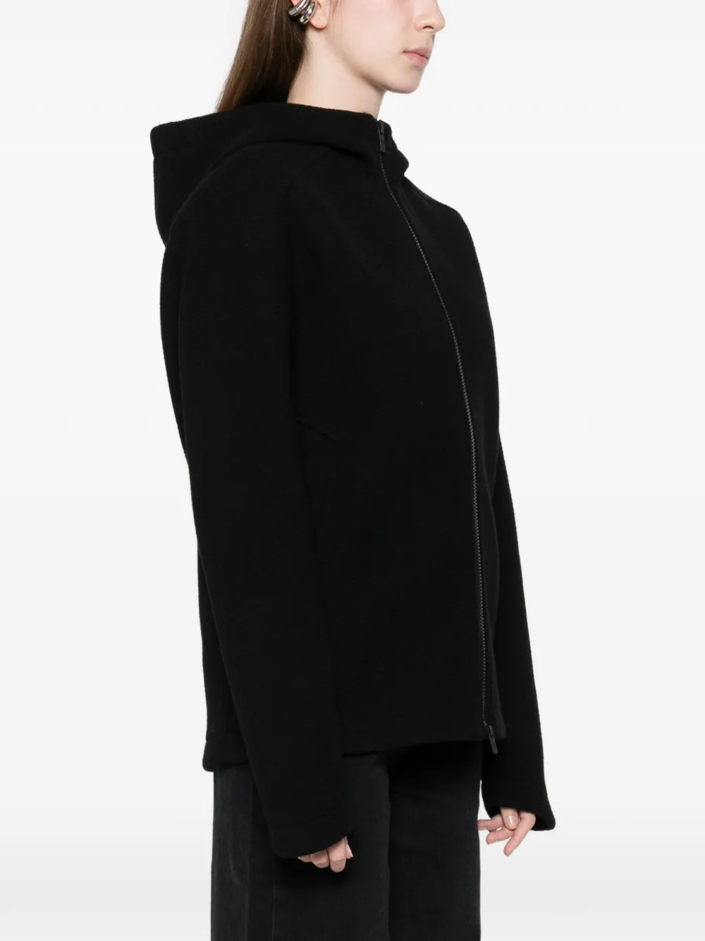 Macron Hooded Zip Jacket In Black