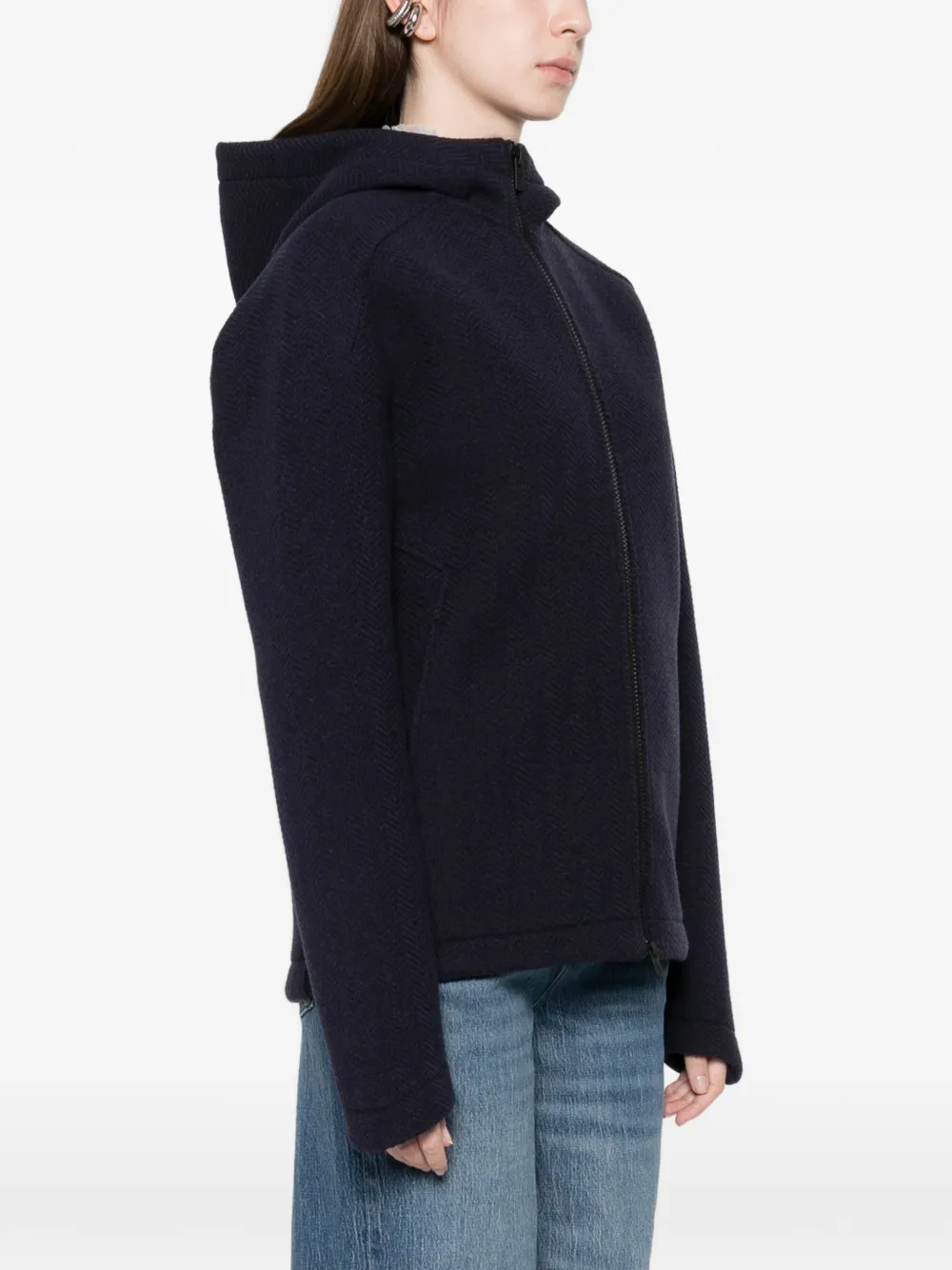 Macron Hooded Zip Jacket In Blue