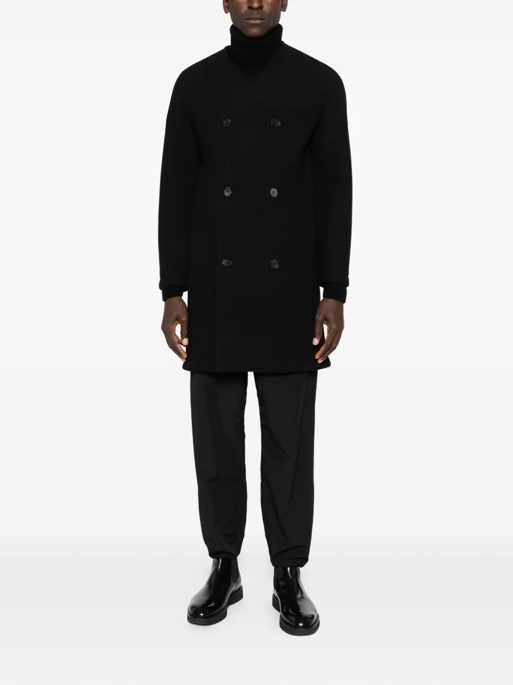 Macron Karl Collarless Double-breasted Coat In Multi