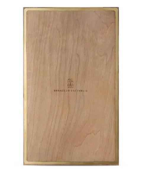 Brunello Cucinelli walnut wood brass backgammon set