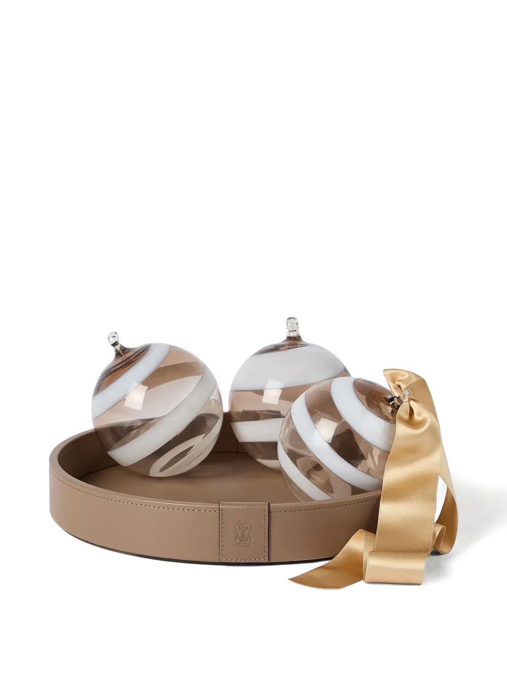 Brunello Cucinelli Striped Ornaments (set Of Three) In Multi