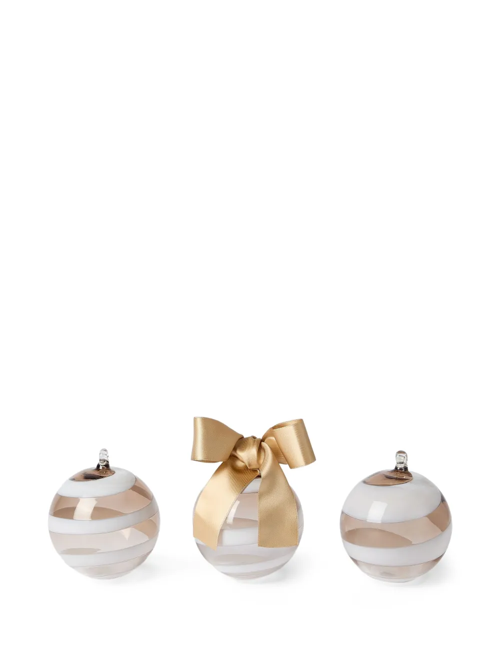 Brunello Cucinelli striped ornaments (set of three) | White | Image 1