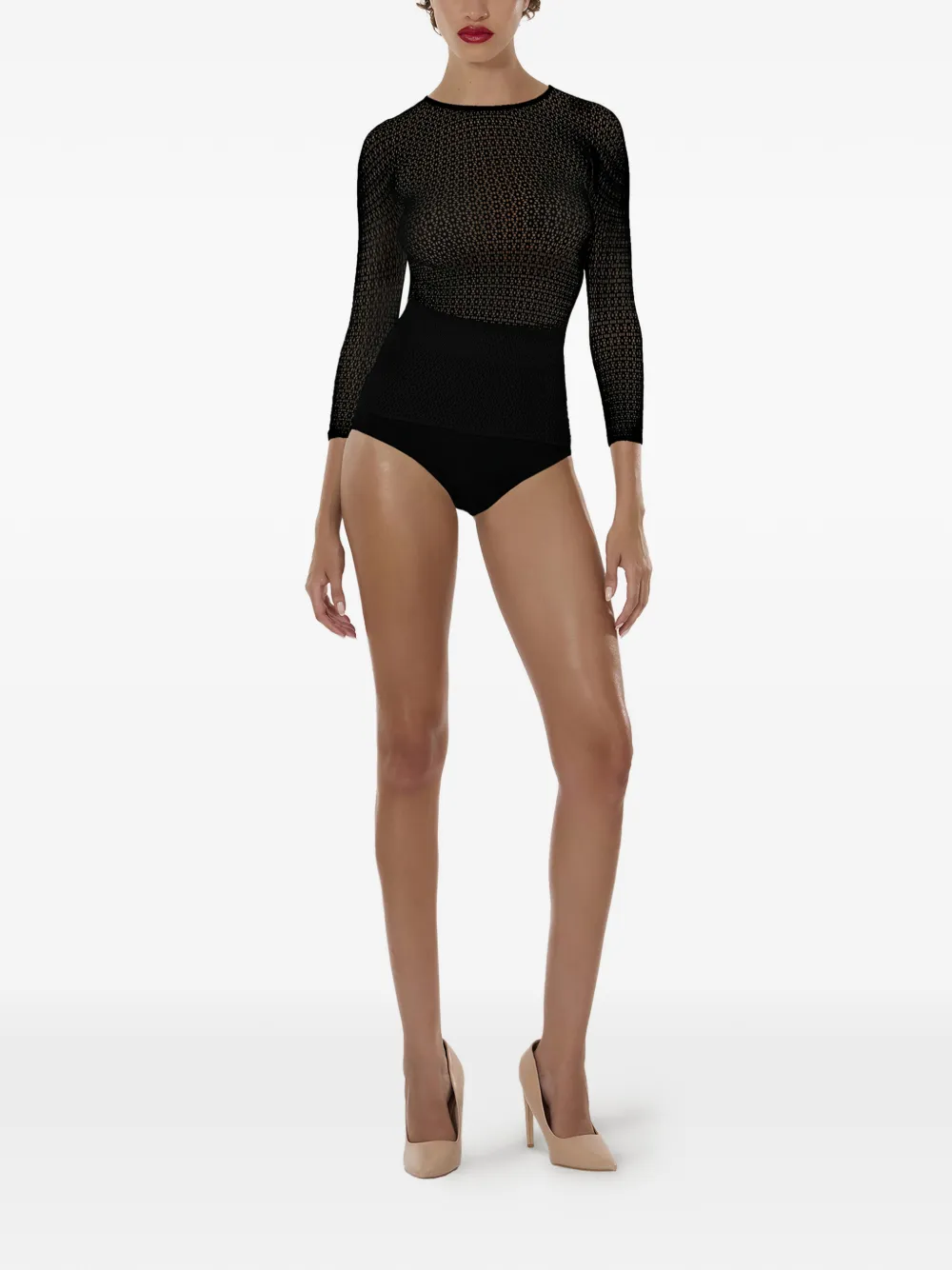  Wolford Net Long Sleeves Top - Black 