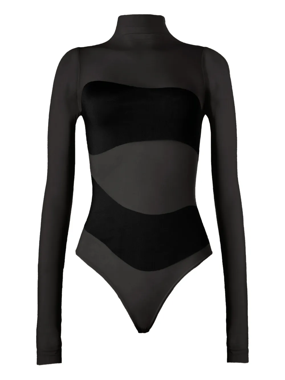 Wolford Langärmeliger Shade String Body - Schwarz