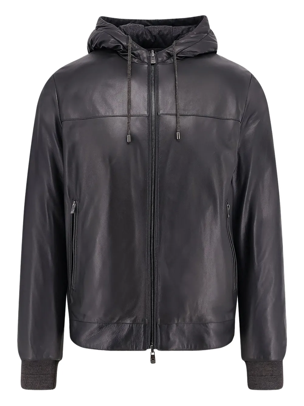 Corneliani lined hooded leather jacket - ブラック Corneliani lined hooded leather jacket - ブラック