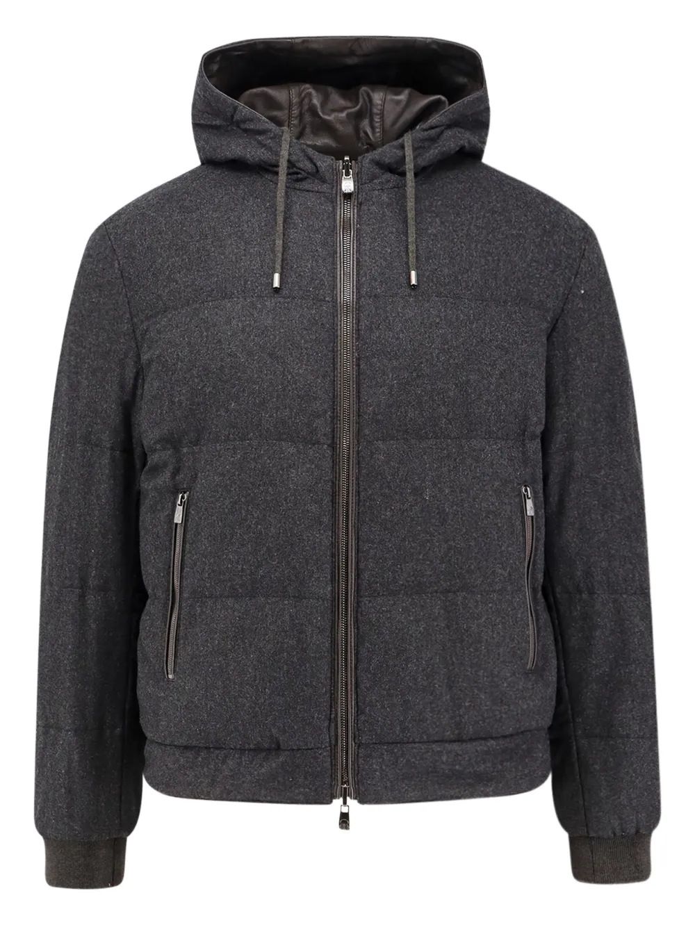 Corneliani Leren jack met geribbelde cuffs Bruin