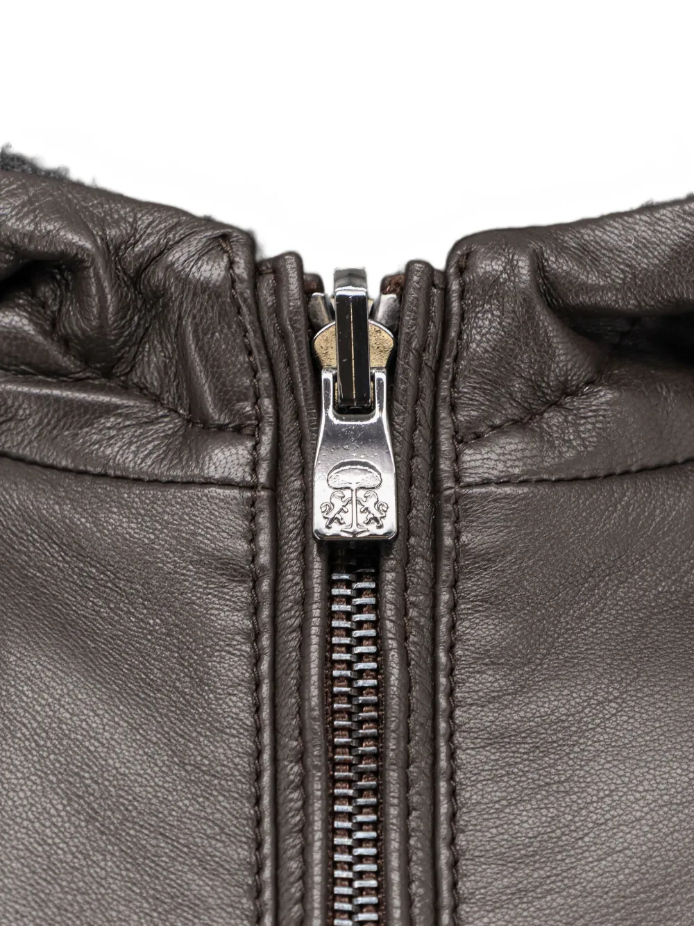 Corneliani Leren jack met geribbelde cuffs Bruin