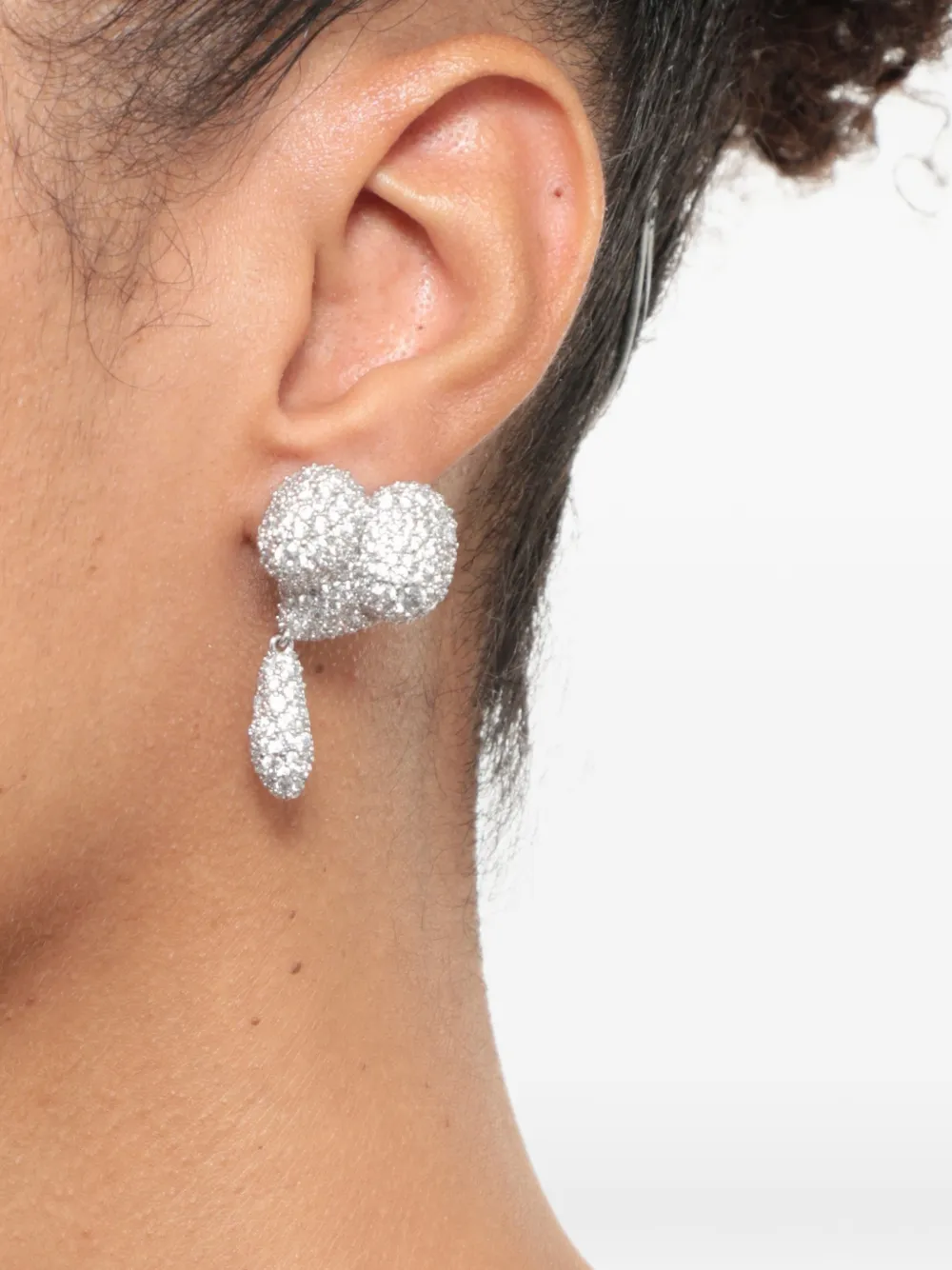 Vivienne Westwood asymmetric heart drop earrings - Zilver