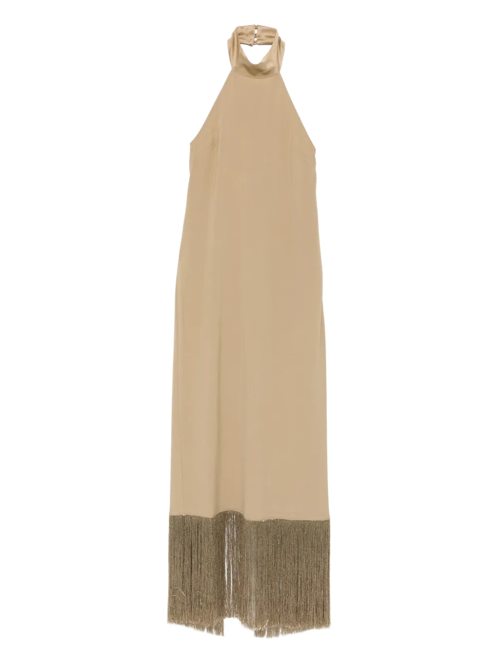 Taller Marmo fringed-trim halterneck maxi dress - ニュートラル