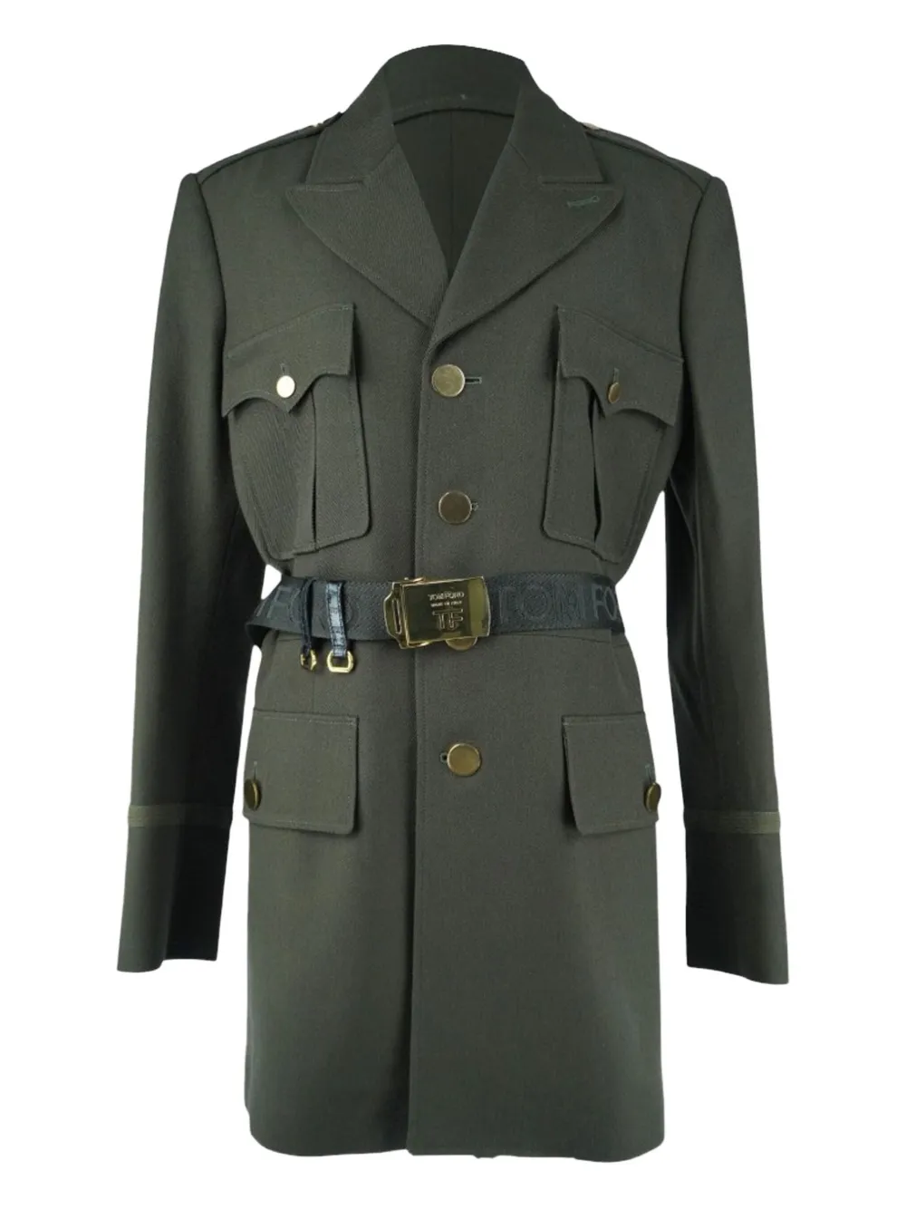 Pre-owned Tom Ford Logo-detail Military Jacket In Green