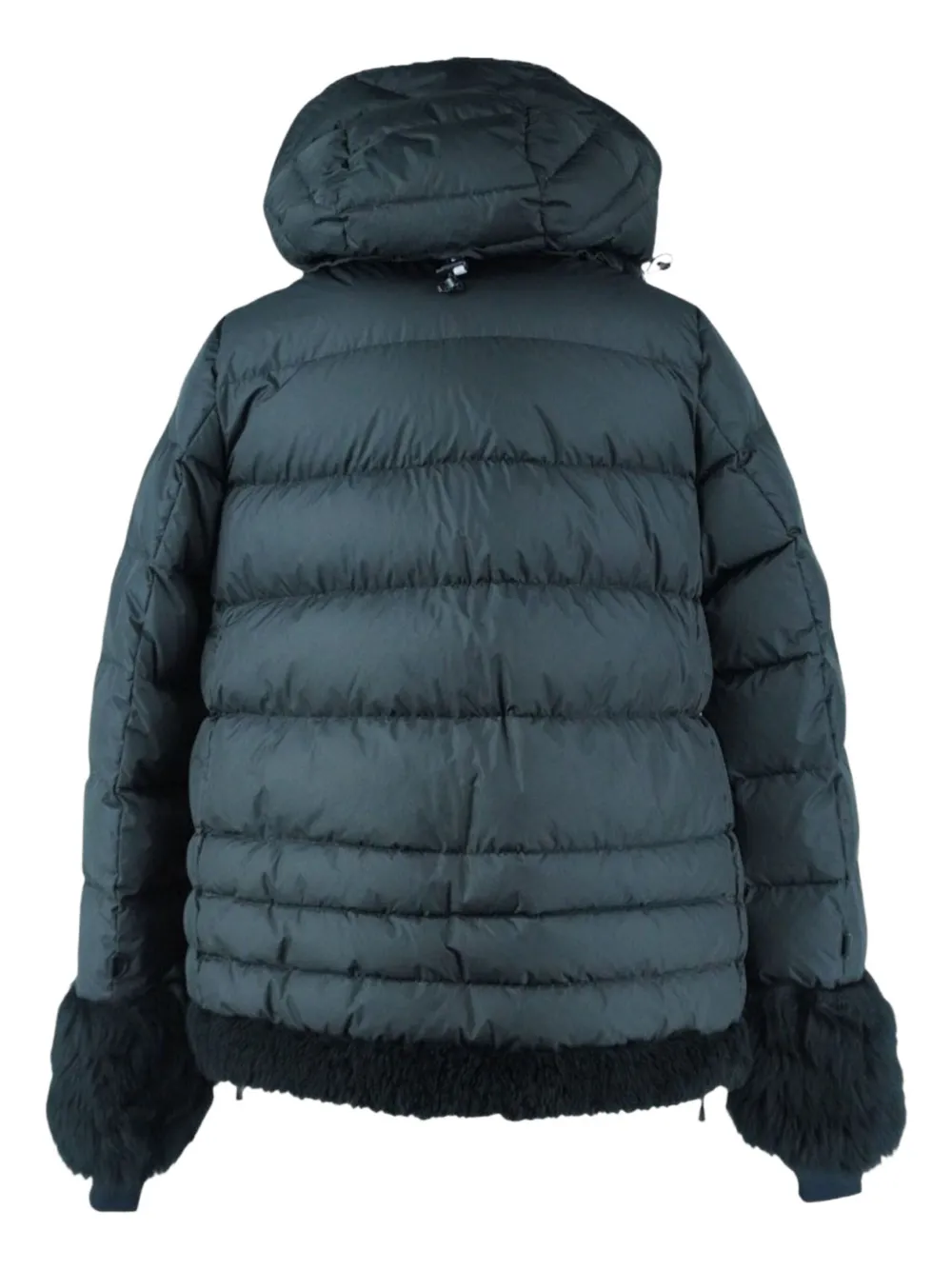 Pre-owned Moncler Vintage Fur-trim Removable-hood Ski Jacket In Black