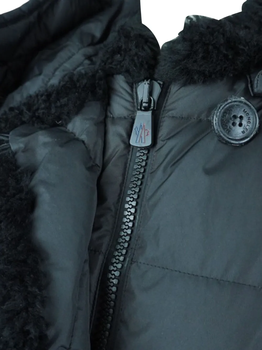 Pre-owned Moncler Vintage Fur-trim Removable-hood Ski Jacket In Black