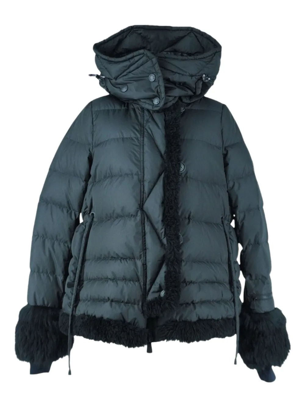 Pre-owned Moncler Vintage Fur-trim Removable-hood Ski Jacket In Black