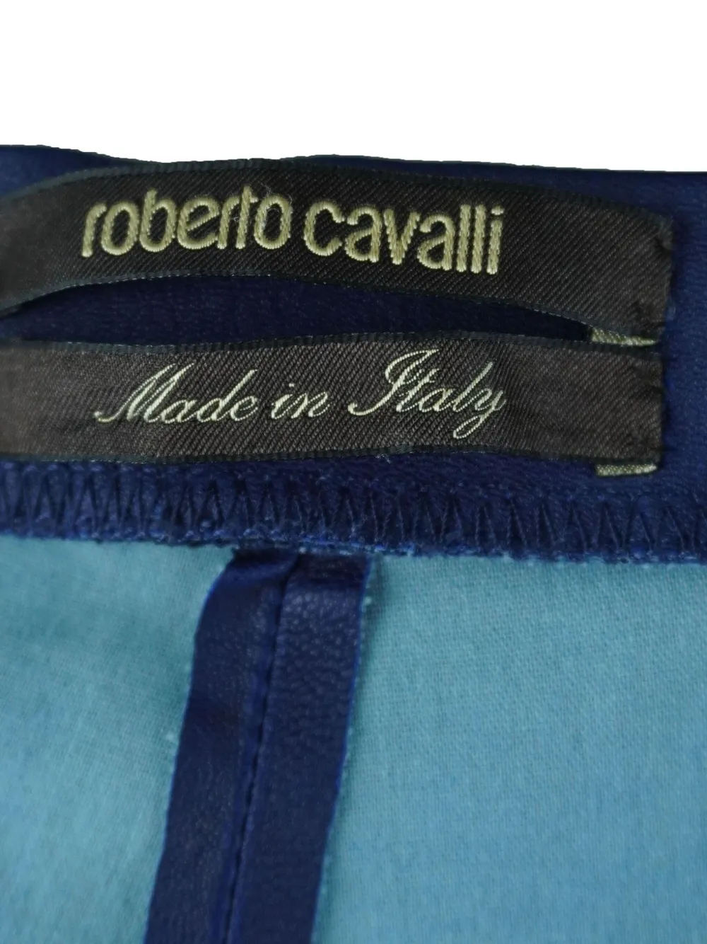 ROBERTO CAVALLI VINTAGE Pre-owned Logo-detail Leather Trousers In Blue