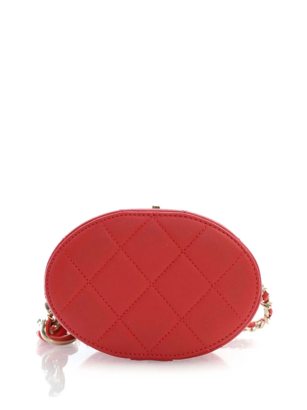 CHANEL Pre-owned 2019 Small Quilted Lambskin Resin Elegant Chain Tubular Vanity Case Crossbody Bag In Red