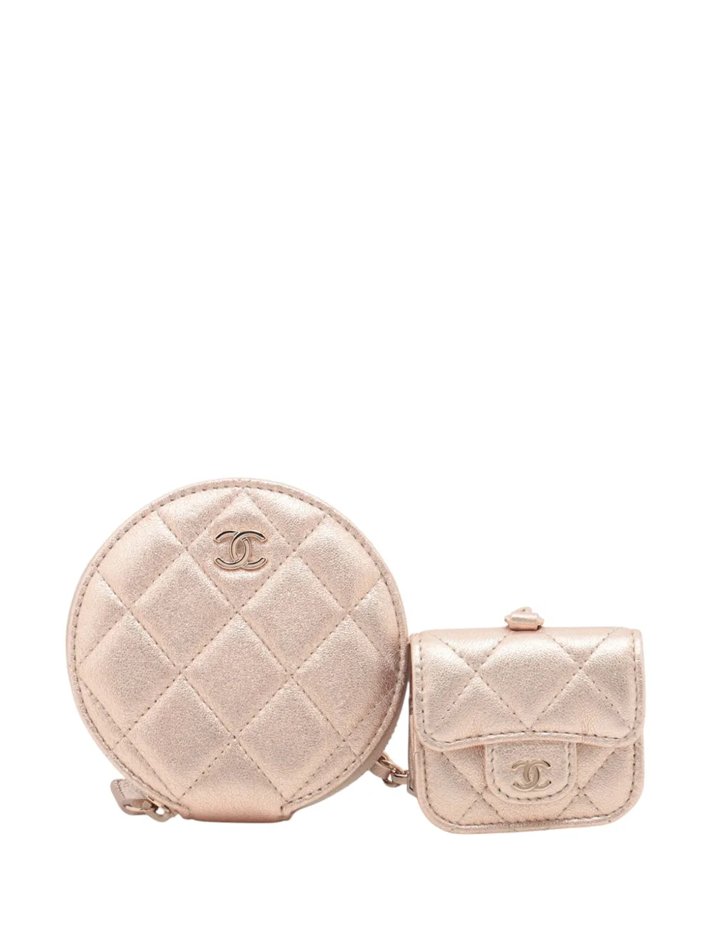 CHANEL Pre-Owned 2021-2025 ココマーク マトラッセ メタリック ラムスキン AirPods Pro コインケース CHANEL Pre-Owned 2021-2025 ココマーク マトラッセ メタリック ラムスキン AirPods Pro コインケース