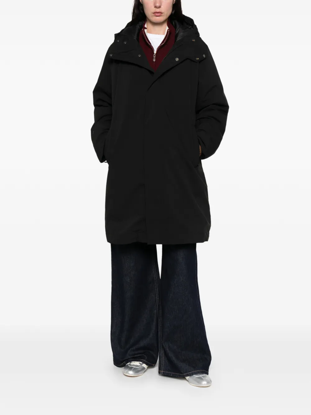 Macron Hooded Coat In Black