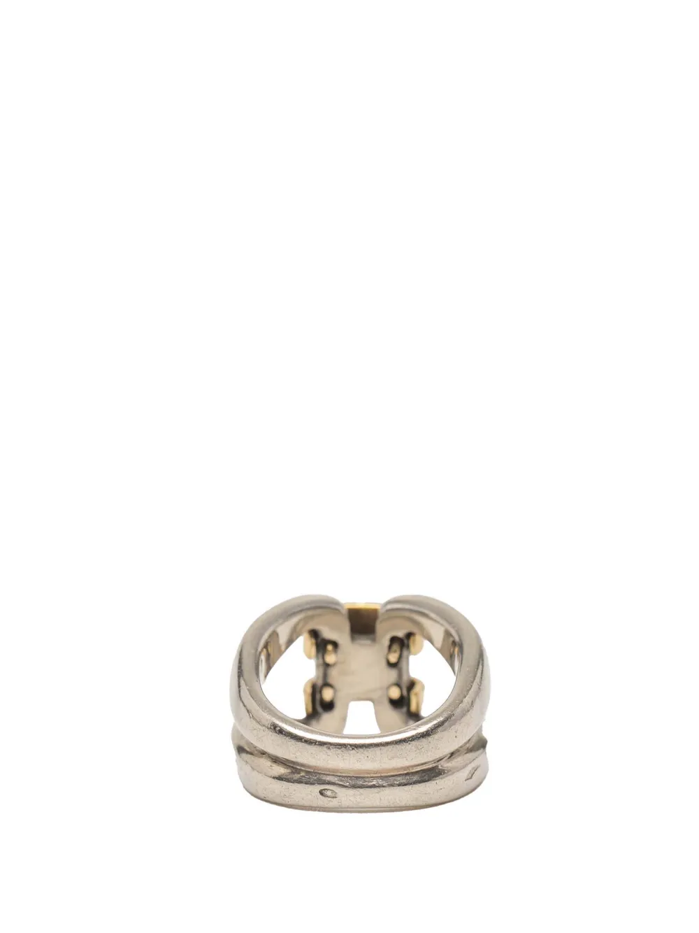 Pre-owned Hermes 2000-2020 Sterling Silver And 18k Yellow Gold History Ring