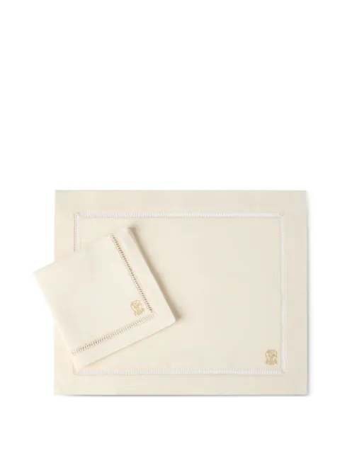 Brunello Cucinelli logo-embroidered placemat and napkin (set of two)