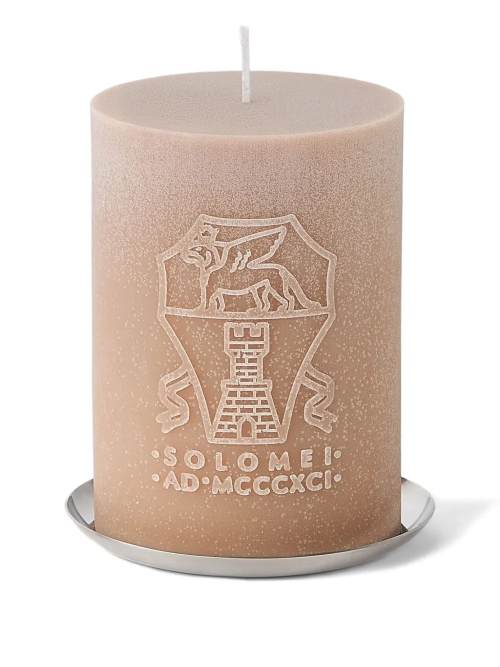Brunello Cucinelli Embossed-steel Base Candle In Brown