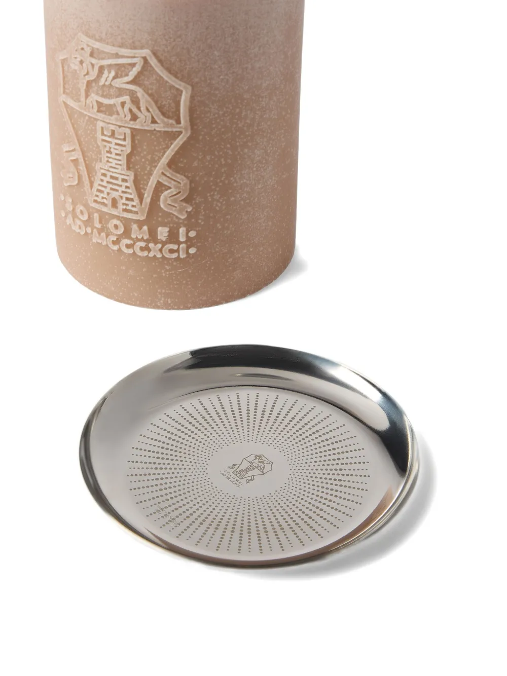 Brunello Cucinelli Embossed-steel Base Candle In Brown