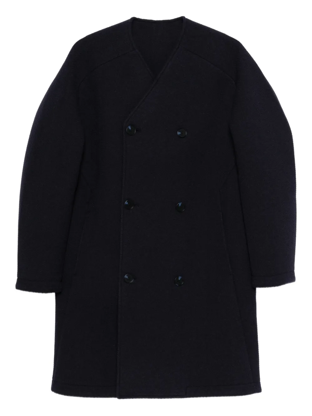 Macron Karl Collarless Double-breasted Coat In Black