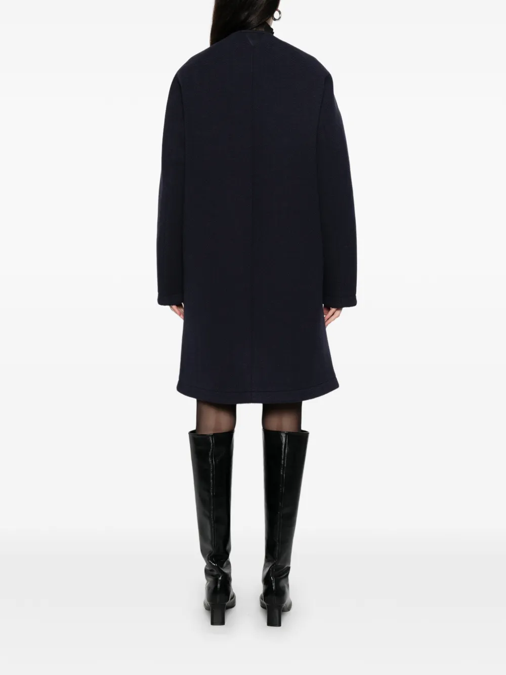 Macron Karl Collarless Double-breasted Coat In Black