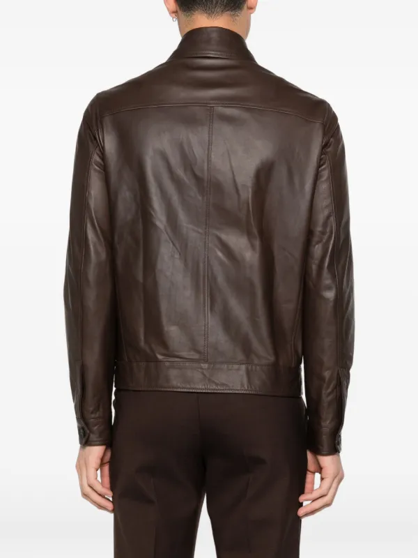 Tagliatore Jaxon zip-up Leather Jacket | Brown | FARFETCH