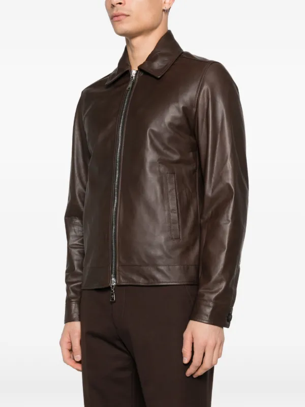 Tagliatore Jaxon zip-up Leather Jacket | Brown | FARFETCH