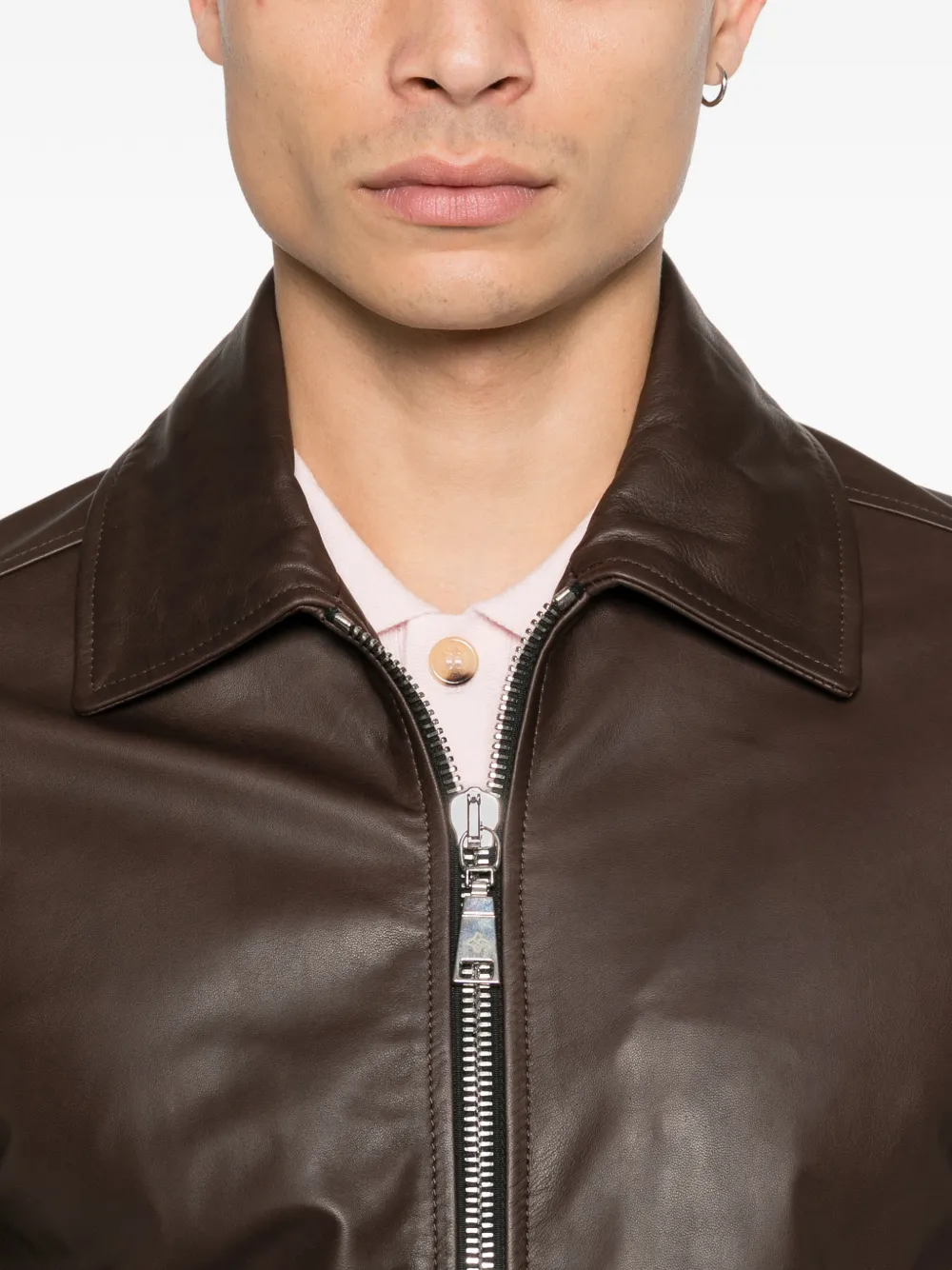 Tagliatore Jaxon leren jack met rits Bruin