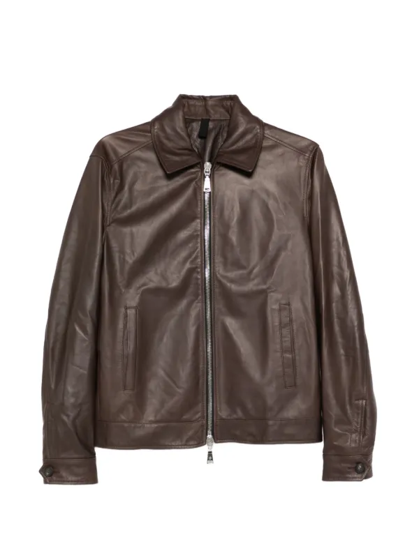 TAGLIATORE ジャケット　44size Tagliatore Jaxon zip-up Leather Jacket | Brown | FARFETCH