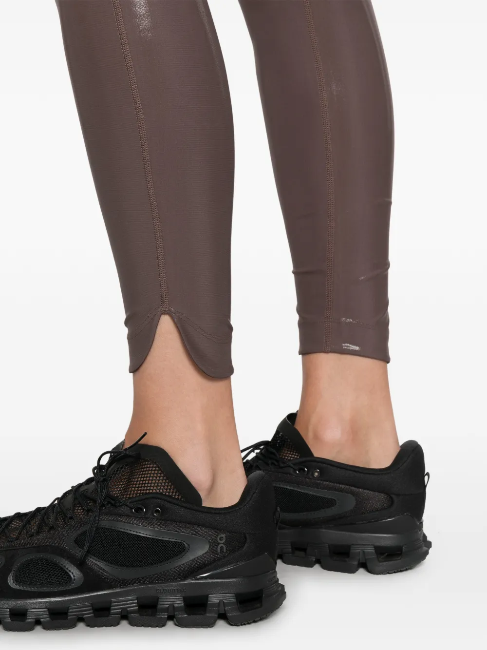 Macron Camilla Split-hem Leggings In Brown