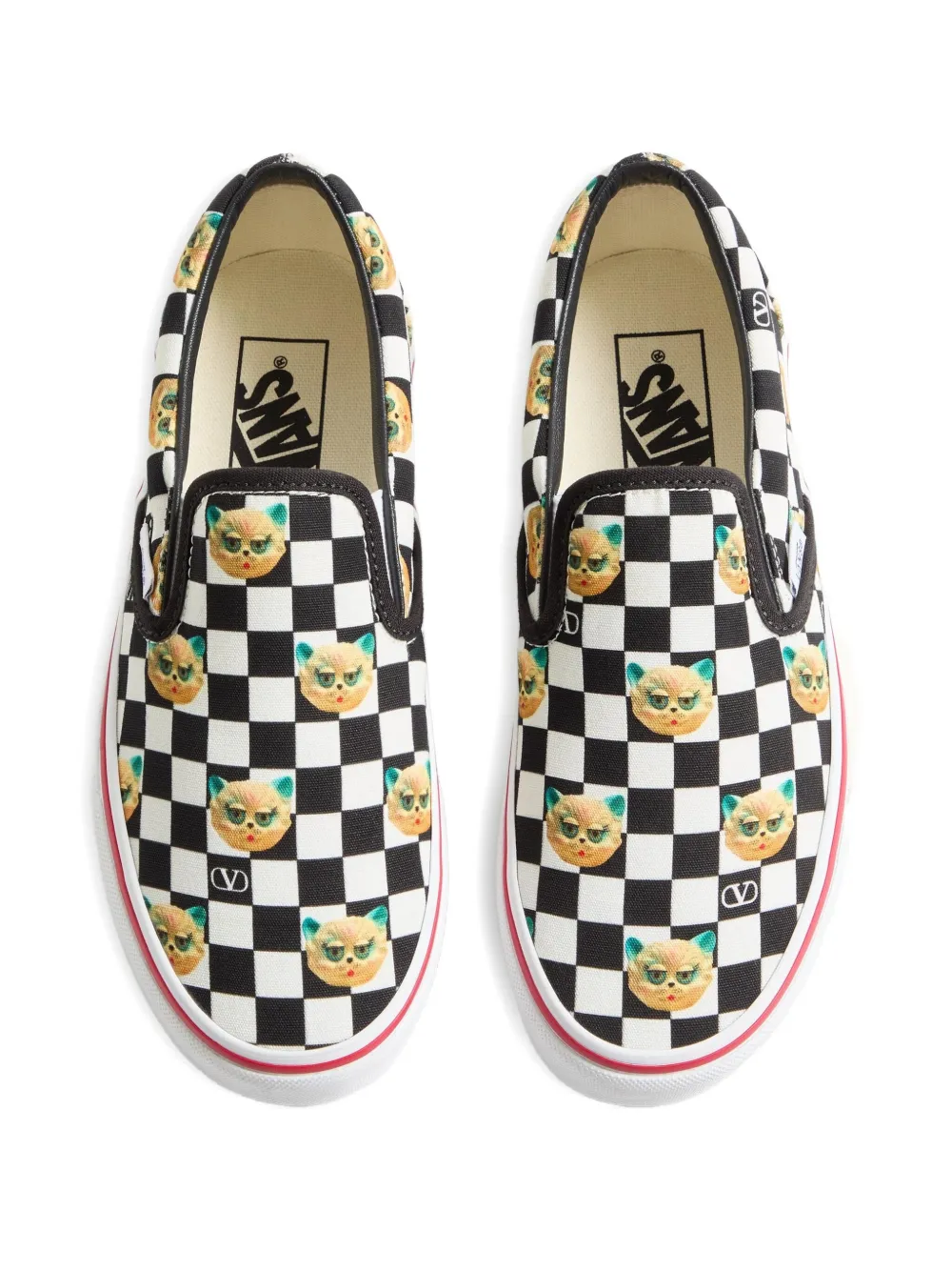 Valentino Garavani x Vans slip-on sneakers met ruiten Wit