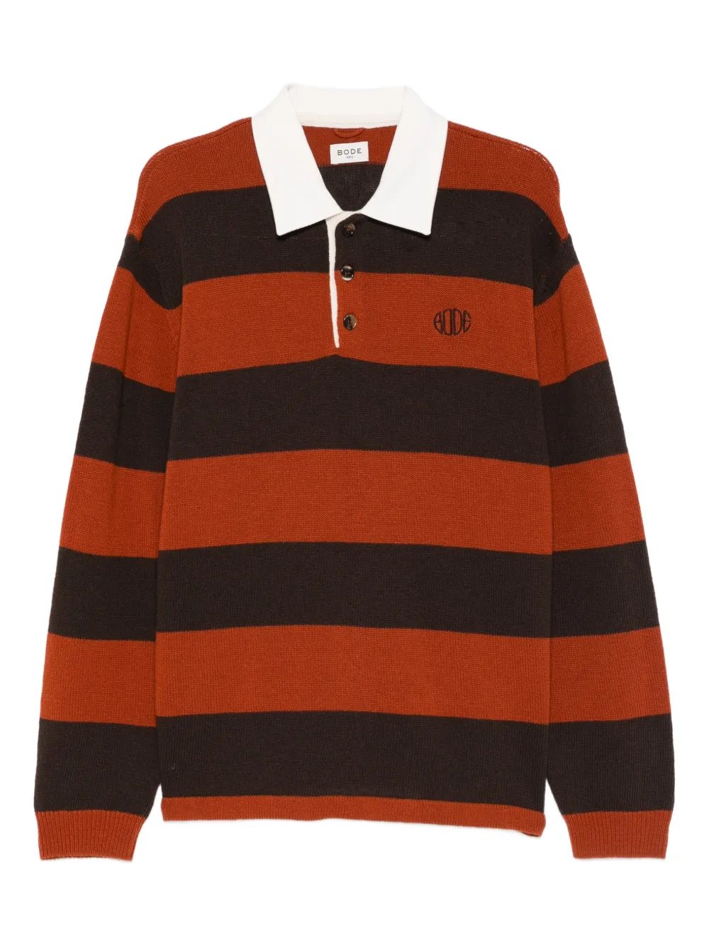 BODE striped-collared polo shirt - ブラウン