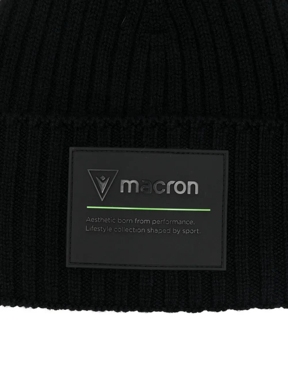 Macron Ribbed Logo-patch Beanie In Black