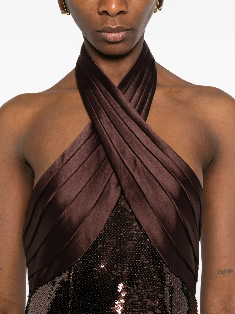 Retrofete Tamra maxi-jurk Bruin