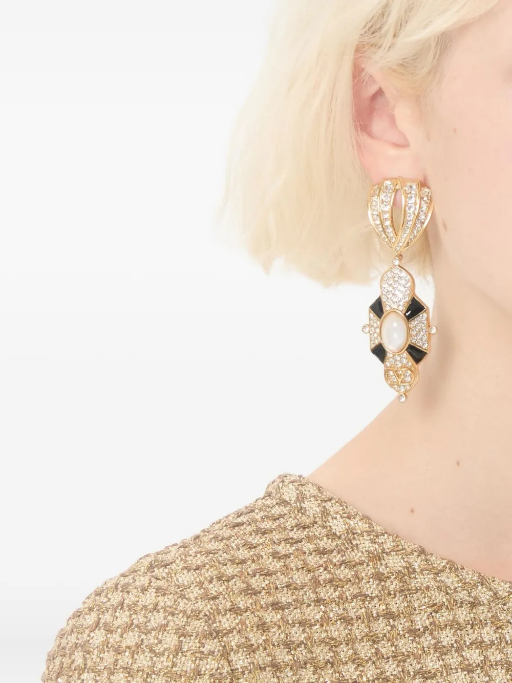 Valentino Garavani Pas Plus crystal-embellished earrings - Goud
