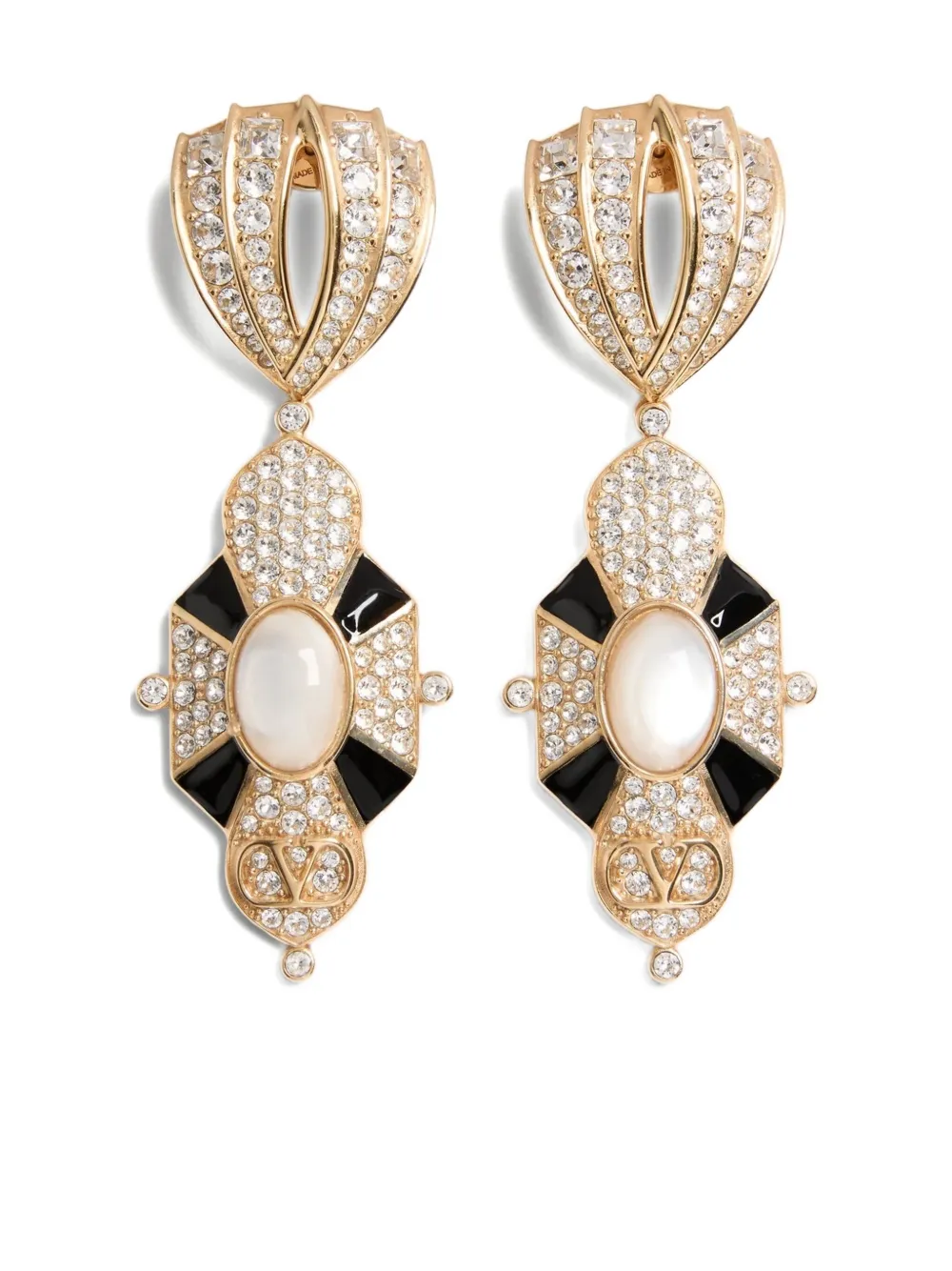 Valentino Garavani Pas Plus crystal-embellished earrings - ゴールドトーン