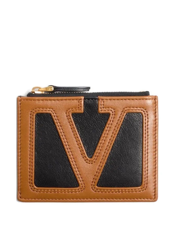 Valentino Garavani Viva Superstar Vlogo Zip Card Holder in Black
