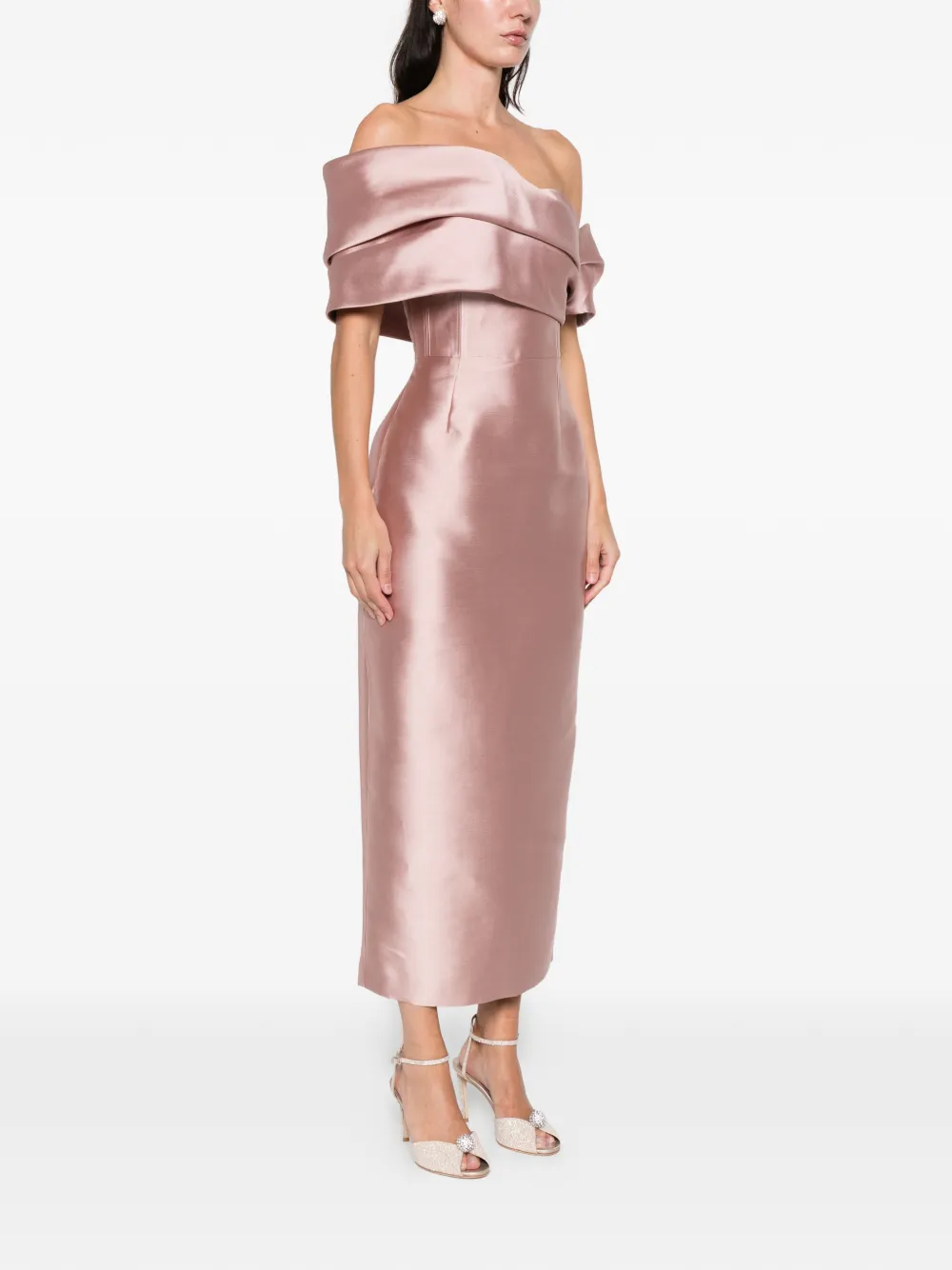 Solace London Off-shoulder Dress In Pink