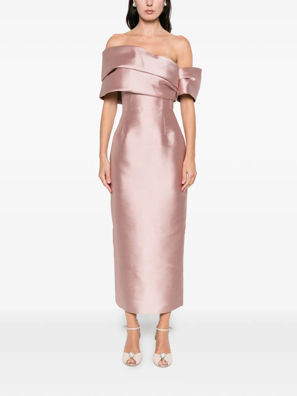 Solace London Off-shoulder Dress In Pink