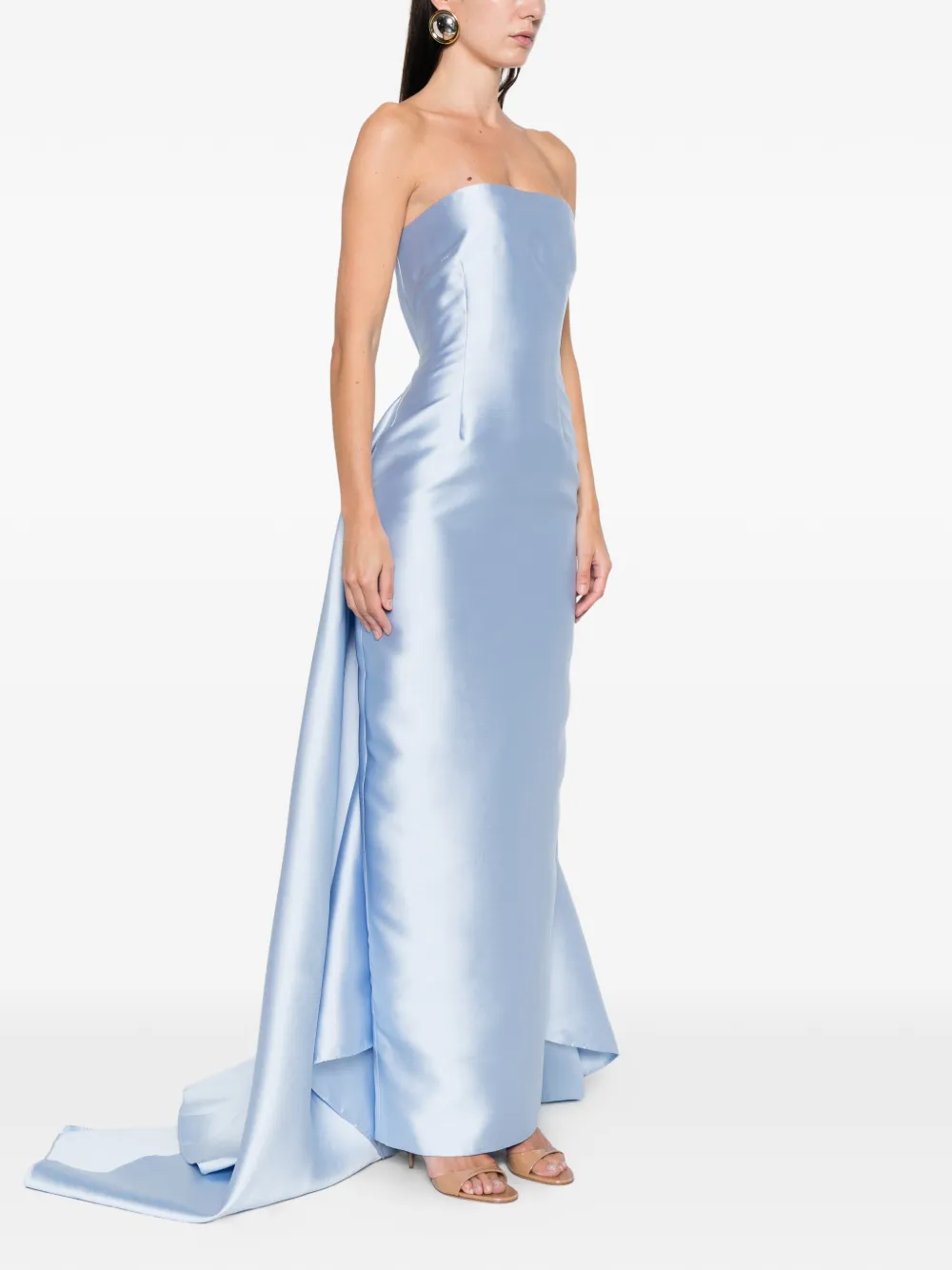 Solace London Strapless Maxi Dress In Blue