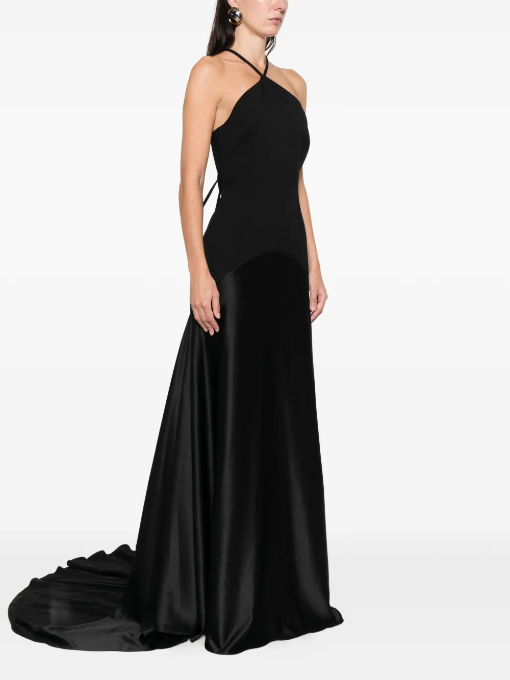 Solace London Draped Statment Halterneck Ophelia Maxi Dress In Black